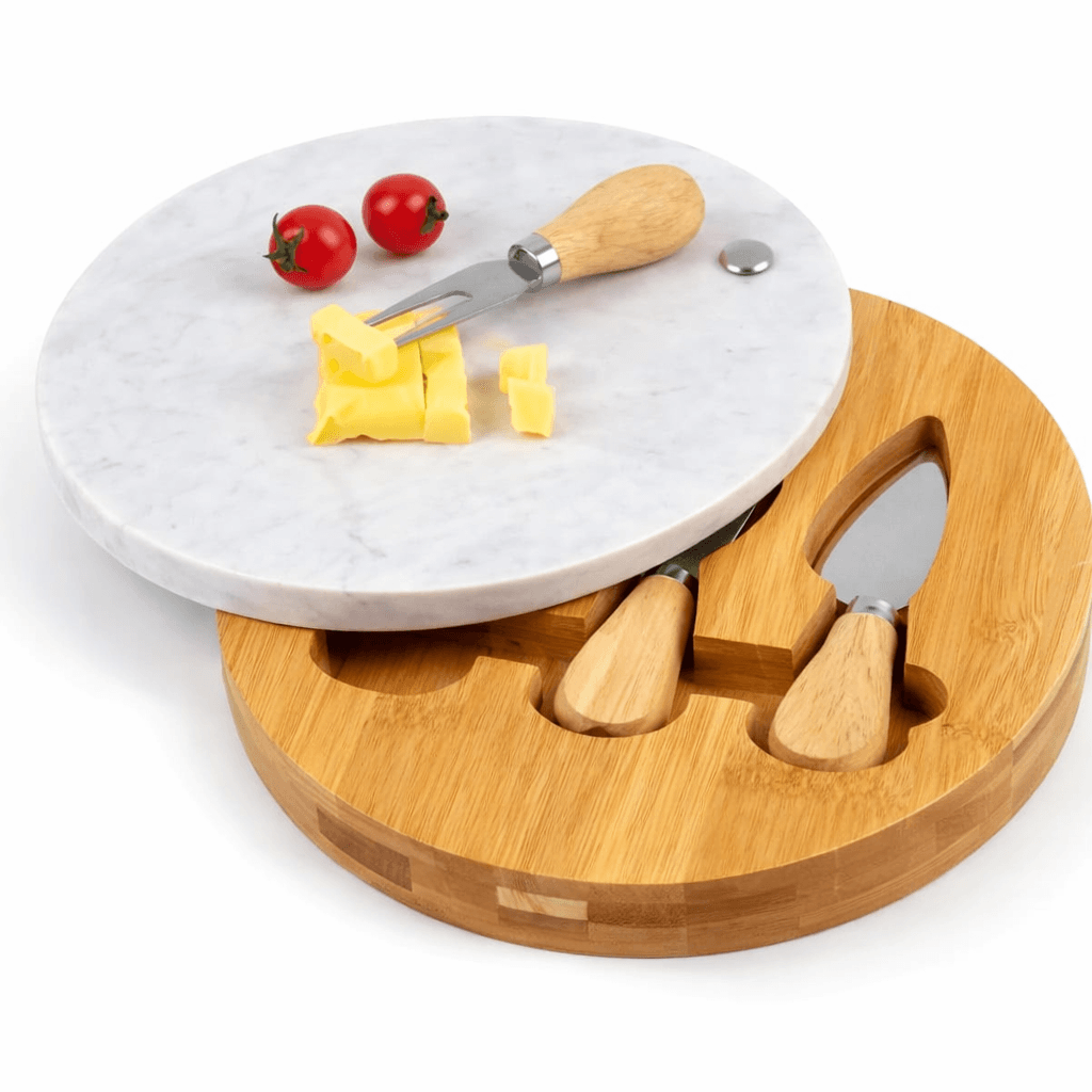 Tabla Quesos Redonda Bambu Marmol Cocina